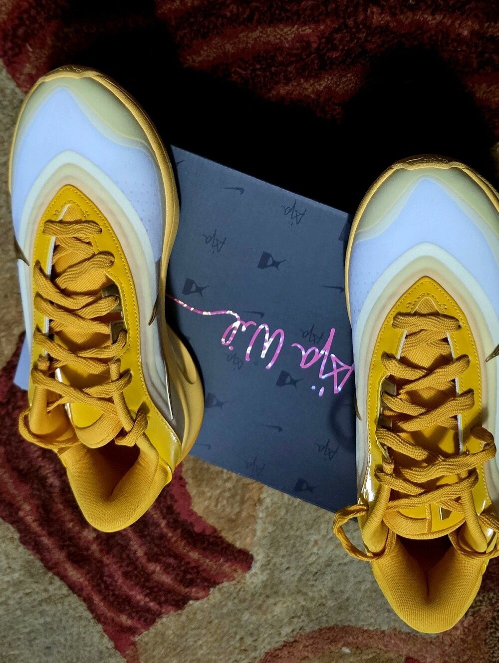 Nike Women's Yellow and White A'Ja Wilson, A'One Low-Top Sneakers